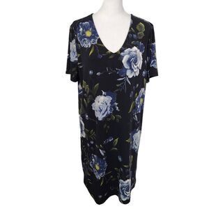 Christian Siriano Black Floral Dress Size Large Shift Dress Wedding Guest Dress